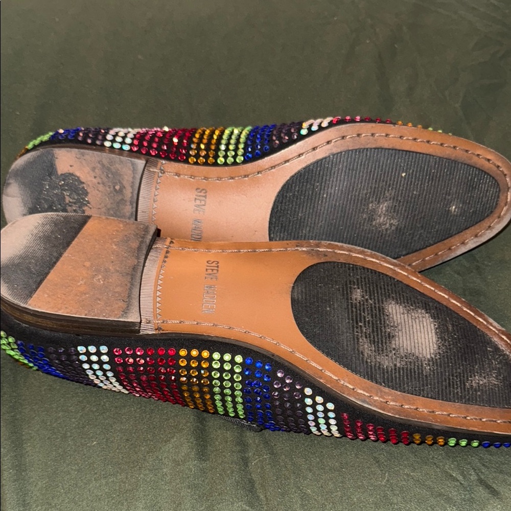Steve Madden RARE Multicolor rainbow rhinestone crystal Studded Men's Loafers - Picture 6 of 8